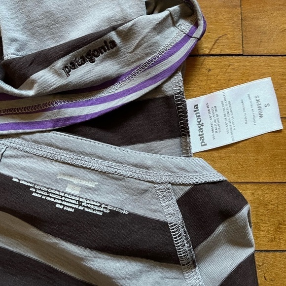 Patagonia Long Sleeves Tee Purple Striped Top Women’s S - Picture 2 of 12